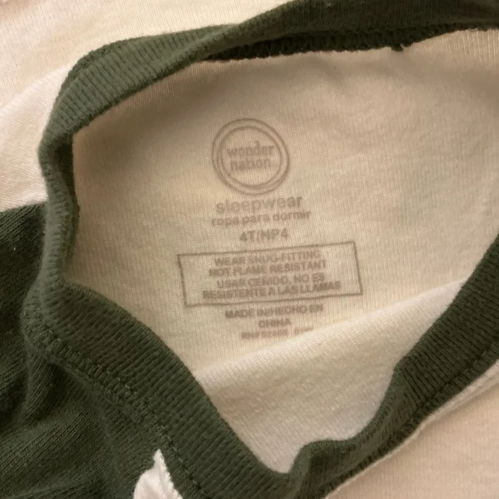 Toddler Dinosaur Pajamas 3T Cotton Snug Fit Set Raglan Top Pants Green Cream